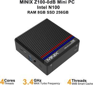 MINIX Z100 0-dB Intel N100(up to 3.4GHz) 8GB-RAM 256GB-SSD Gaming mini pc Official Genuine Windows System for Home Office Mini Computer