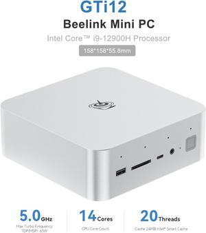 Beelink Mini PC GTi12 Ultra, Intel Core i9-12900H(up to 5.0GHz), RAM-32GB SSD-1TB, DDR5 4800MHz, WiFi6 Bluetooth5.2, Mini PC Gaming Office Home, DP HDMI PC Silver