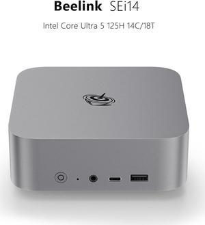 Beelink Mini PC SEi14, Intel Core Ultra 5 125H(up to 4.5GHz), RAM-32GB SSD-1TB, DDR5 5600MHz, WiFi6 Bluetooth5.2, Mini PC Gaming Office Home, DP HDMI PC Gray