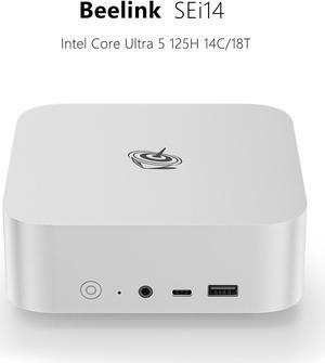 Beelink Mini PC SEi14, Intel Core Ultra 5 125H(up to 4.5GHz), RAM-32GB SSD-1TB, DDR5 5600MHz, WiFi6 Bluetooth5.2, Mini PC Gaming Office Home, DP HDMI PC Silver