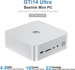 Beelink Mini PC GTi14 Ultra, Intel Core Ultra 7 155H(up to 4.8GHz), RAM-32GB SSD-1TB, DDR5 5600MHz, WiFi6 Bluetooth5.2, Mini PC Gaming Office Home, DP HDMI PC Silver