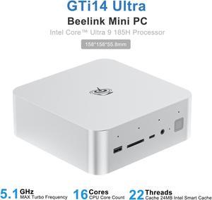 Beelink Mini PC GTi14 Ultra, Intel Core Ultra 9 185H(up to 5.1GHz), RAM-32GB SSD-1TB, DDR5 5600MHz, WiFi6 Bluetooth5.2, Mini PC Gaming Office Home, DP HDMI PC Silver