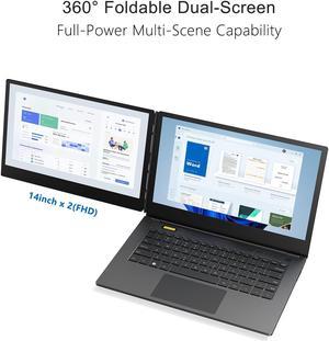 Goldshell 14''x2 IPS Dual-Screen Business Laptop Intel Core i7 DDR4 RAM-16GB SSD-1TB FHD Win11 Notebook HDMI 4K PC