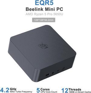 Beelink Mini PC EQR5, AMD Ryzen 5 5650U(up to 4.2GHz), RAM-16GB SSD-500GB, DDR4 3200MHz, WiFi6(Intel AX200) Bluetooth5.2, Mini PC Gaming Office Home, HDMI PC