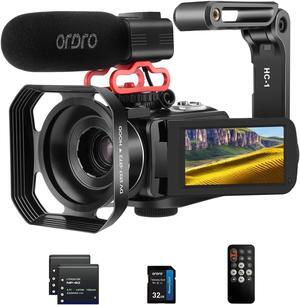 ORDRO 4K Video Camera Camcorder 10X Optical Zoom&120X Intelligent Zoom, 4K 30MP WiFi Vlogging Camera for YouTube Digital Video Camera w/Microphone, 32G SD Card, Remote Control