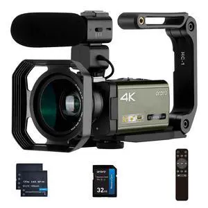 ORDRO 4K Video Camera Camcorder, AX65 4K Ultra HD Camera w/12x Optical Zoom 100x Intelligent Zoom for Vlogging, WiFi UHD Camcorder 3.5" IPS Touch Screen w/Mic Wide Angle Lens