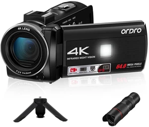 ORDRO 4K Video Camera Camcorder with 12X Telephoto Zoom Lens 3'' 270° Screen Digital Camcorder for Vlogging YouTube, IR Night Vision w/Remote ORDRO 4K Video Camera Camcorder with 12X Telephoto Zoom Lens 3'' 270° Screen Digital Camcorder for Vlogging YouTube, IR Night Vision w/Remote