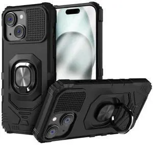 Rome Tech For Apple iPhone 15 Armor Magnetic Case with Ring & Magnetic Mount