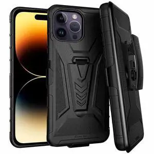 Rome Tech For Apple iPhone 14 Pro Dual-Layer Holster Case with Kickstand