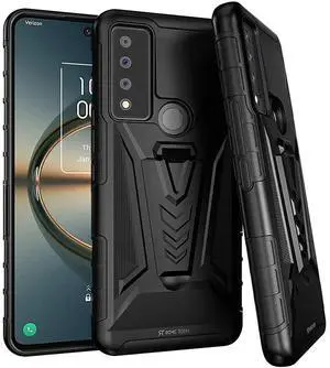 TCL 30 V 5G Dual-Layer Holster Case with Kickstand
