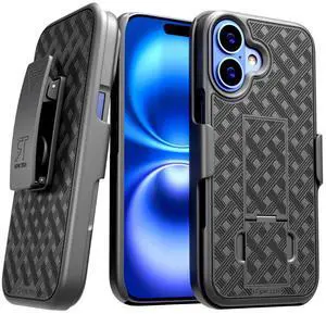 Rome Tech Designed for iPhone 17 Pro Max 17 Pro 17 Air, iPhone 17 Case with Belt Clip Holster Kickstand Cover Phone Combo Case Color Black