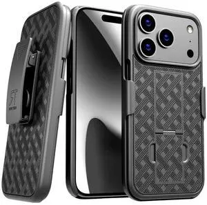 Rome Tech Designed for iPhone 17 Pro Max 17 Pro 17 Air, iPhone 17 Case with Belt Clip Holster Kickstand Cover Phone Combo Case Color Black
