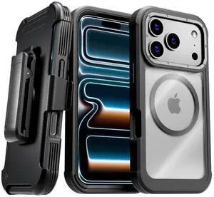 Rome Tech Defender Case for iPhone 17 Pro Max / 17 Pro / 17 Air, Heavy-Duty Shockproof Cover with MagSafe, 360 Swivel Belt Clip Holster & Kickstand ? Full-Body Rugged Protection