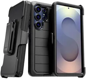 Rome Tech Shockproof Cover Defender Case for Samsung Galaxy S25 Ultra / S25 Edge / S24 Ultra / S23 FE Four Layers of Protection Cellphone Casing Heavy-duty Protection Holster doubles as a kickstand