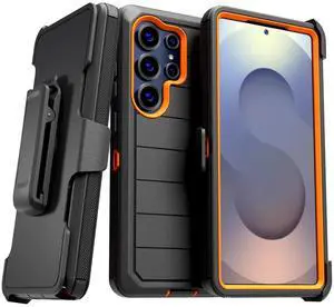 Rome Tech Shockproof Cover Defender Case for Samsung Galaxy S25 Ultra / S25 Edge / S24 Ultra / S23 FE Four Layers of Protection Cellphone Casing Heavy-duty Protection Holster doubles as a kickstand