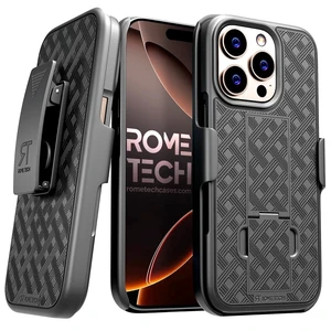 iPhone 16 Pro Holster & Kickstand Case - Black + 3-Pack Glass Screen Protector iPhone 16 Pro Holster & Kickstand Case - Black + 3-Pack Glass Screen Protector