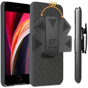 Rome Tech Shell Holster Combo Case for Apple iPhone SE (2020) & TPG Bundle - Black Rome Tech Shell Holster Combo Case for Apple iPhone SE (2020) & TPG Bundle - Black