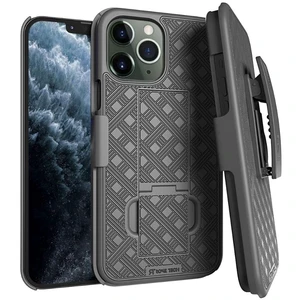 Apple iPhone 11 Pro 5.8" (2019) Rome Tech Shell Holster Combo Case - Black + 3-Pack Glass Screen Protector Apple iPhone 11 Pro 5.8" (2019) Rome Tech Shell Holster Combo Case - Black + 3-Pack Glass Screen Protector