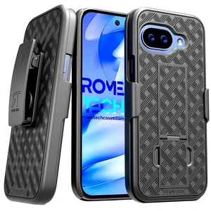 Google Pixel 9a (2025) Belt Clip Holster Phone Case - Black + 3-Pack Glass Screen Protector Google Pixel 9a (2025) Belt Clip Holster Phone Case - Black + 3-Pack Glass Screen Protector