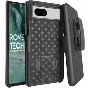 Rome Tech Google Pixel 7A Shell Holster Combo Case - Black + 3-Pack Glass Screen Protector Rome Tech Google Pixel 7A Shell Holster Combo Case - Black + 3-Pack Glass Screen Protector