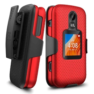 Designed for TCL Flip 2 (Tracfone T408DL) / Unlocked 4058G / Canada 4058E Case with Belt Clip Holster - Kickstand Cover Phone Case - Red Designed for TCL Flip 2 (Tracfone T408DL) / Unlocked 4058G / Canada 4058E Case with Belt Clip Holster - Kickstand Cover Phone Case - Red