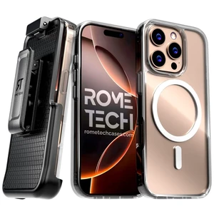 Rome Tech Hybrid TPU Acrylic w/Magsafe w/Holster - Clear for Apple iPhone 16 Pro Max Rome Tech Hybrid TPU Acrylic w/Magsafe w/Holster - Clear for Apple iPhone 16 Pro Max
