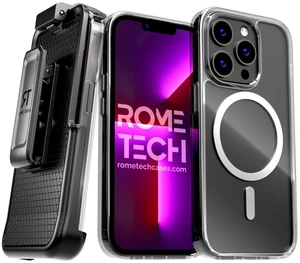 Rome Tech Hybrid TPU Acrylic w/Magsafe w/Holster - Clear for Apple iPhone 13 Pro Max Rome Tech Hybrid TPU Acrylic w/Magsafe w/Holster - Clear for Apple iPhone 13 Pro Max