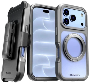 Rome Tech Defender Acrylic With Rotating Magnetic Holder - Gray for Apple iPhone 18 Pro Max / 17 Pro Max Rome Tech Defender Acrylic With Rotating Magnetic Holder - Gray for Apple iPhone 18 Pro Max / 17 Pro Max