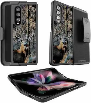 Samsung Galaxy Z Fold3 5G 7.6" (2021) Rome Tech Shell Holster Combo Case - Camo Deer
