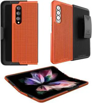 Samsung Galaxy Z Fold3 5G 7.6" (2021) Rome Tech Shell Holster Combo Case - Orange