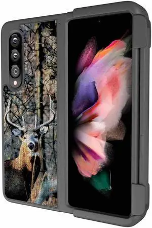 Samsung Galaxy Z Fold3 5G 7.6" (2021) Rome Tech Shell Holster Combo Case (Pen Edition) - Camo Deer
