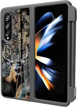 Samsung Galaxy Z Fold4 5G 7.6" (2022) Rome Tech Shell Holster Combo Case (Pen Edition) - Camo Deer