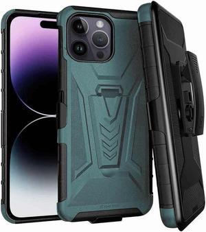 Apple iPhone 14 Pro 6.1" (2022) Rome Tech Dual-Layer Holster Case - Dark Green / Teal