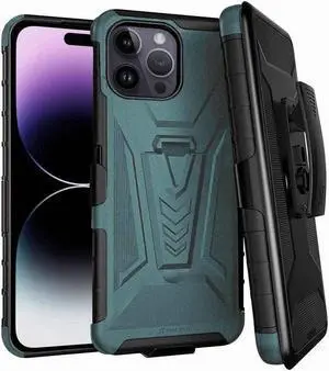 Apple iPhone 14 Pro Max 6.7" (2022) Rome Tech Dual-Layer Holster Case - Dark Green / Teal