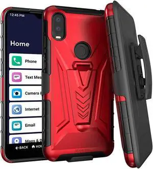 Lively Jitterbug Smart3 6.2" (2021) Rome Tech Dual-Layer Holster Case - Red
