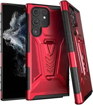 Samsung Galaxy S22 Ultra 6.8" (2022) Rome Tech Dual-Layer Holster Case - Red