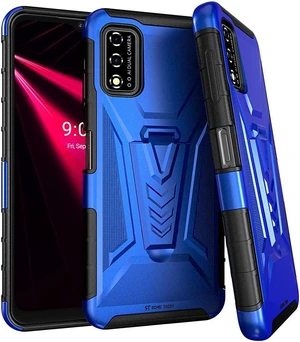T-Mobile Revvl V 4G 6.52" (2021) Rome Tech Dual-Layer Holster Case - Blue T-Mobile Revvl V 4G 6.52" (2021) Rome Tech Dual-Layer Holster Case - Blue
