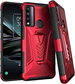 TCL 30 V 5G 6.52" (2022) Rome Tech Dual-Layer Holster Case - Red