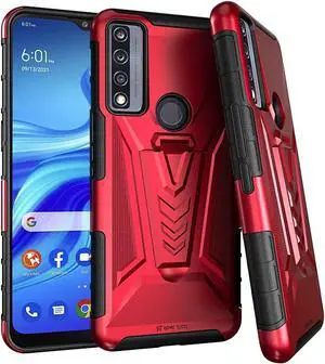 TCL 4X 5G / 20A 5G 6.5" (2021) Rome Tech Dual-Layer Holster Case - Red
