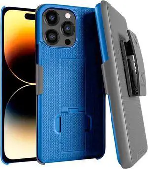 Apple iPhone 14 Pro Max 6.7" (2022) Rome Tech Shell Holster Combo Case - Blue Case / Black Holster