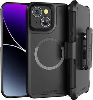 Apple iPhone 15 Plus (2023) Rome Tech Rugged Dual-Layer Holster Case w/Magsafe - Black