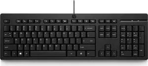 HP 125 Wired Keyboard Full Size for PCs USB-A Port Tilt Feet Adjustable, Black