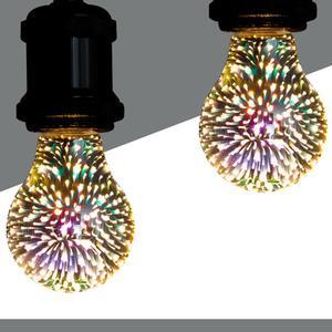 3D Firework LED Light Night Lamp E27 Vintage Edison Bulb Christmas Party Decor Rainbow Indoor