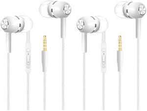 2Pcs Earbuds Wired Stereo Earphones in-Ear Headphones Bass Earbuds, Compatible with iPhone and Android Smartphones, iPad, MP3, Fits All 3.5mm Interface  White and White