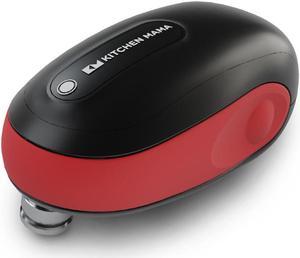 Kitchen Mama One-To-Go Electric Can Opener: Open Cans with One Press- Auto Detect Any Can Shapes, Auto-Stop As Task Completes, No Sharp Edge, Handy with Lid Lift, Battery Operated Can Opener (Red)