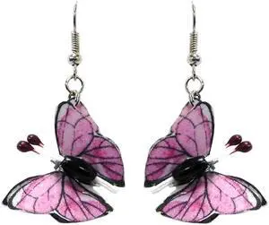 3D Butterfly Fluttering Animal Dangle Earrings - Womens Fashion Handmade Jewelry Boho Accessories