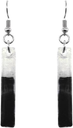 Long Rectangle Lightweight Fused Glass Dual Color Dangle Earrings - Womens Fashion Handmade Jewelry Boho Accessories