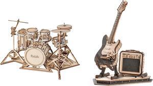DIY 3D Puzzle 2 Pack - Drum Kit and Electric Guitar