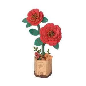 DIY 3D Wood Puzzle Red Camellia 113pcs DIY 3D Wood Puzzle Red Camellia 113pcs