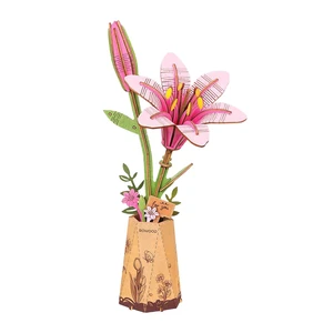 DIY 3D Wood Puzzle Pink Lily 73 pieces DIY 3D Wood Puzzle Pink Lily 73 pieces